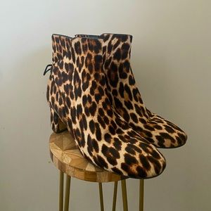 Tory Burch Laila Leopard Print Calf Hair Booties